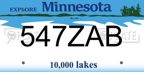 547ZAB Minnesota License Plate