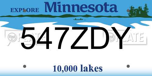 547ZDY Minnesota License Plate