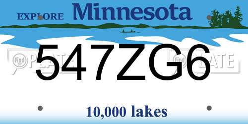 547ZG6 Minnesota License Plate