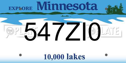 547ZI0 Minnesota License Plate
