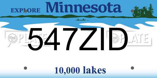 547ZID Minnesota License Plate