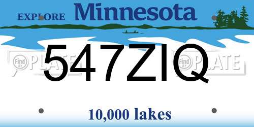 547ZIQ Minnesota License Plate