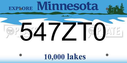 547ZT0 Minnesota License Plate