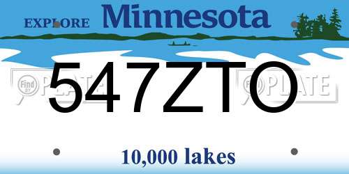 547ZTO Minnesota License Plate