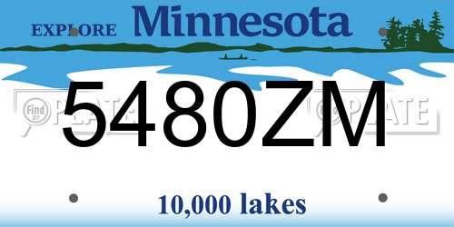 5480ZM Minnesota License Plate