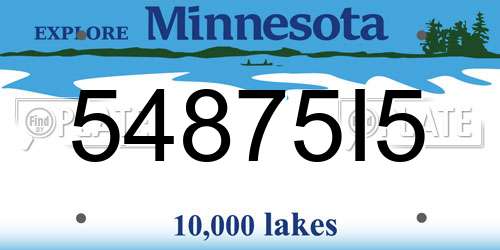 54875I5 Minnesota License Plate
