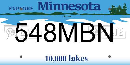 548MBN Minnesota License Plate