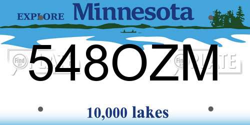 548OZM Minnesota License Plate