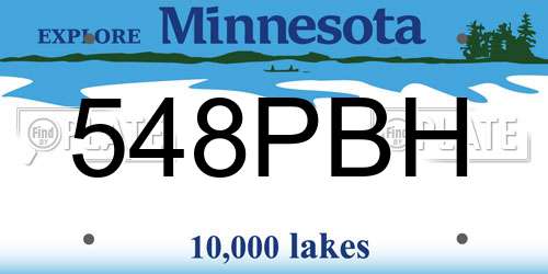 548PBH Minnesota License Plate