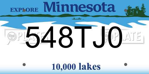 548TJ0 Minnesota License Plate