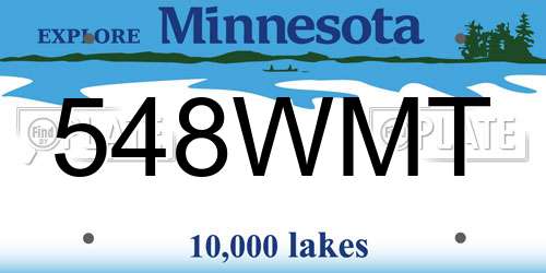 548WMT Minnesota License Plate