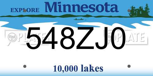 548ZJ0 Minnesota License Plate