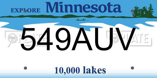 549AUV Minnesota License Plate