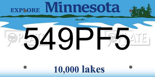 549PF5 Minnesota License Plate