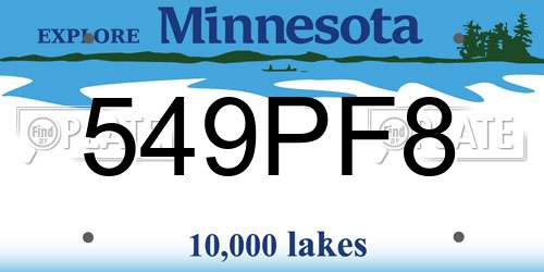 549PF8 Minnesota License Plate