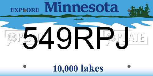 549RPJ Minnesota License Plate