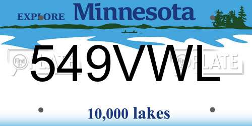 549VWL Minnesota License Plate
