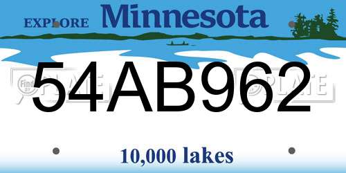 54AB962 Minnesota License Plate