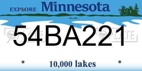 54BA221 Minnesota License Plate