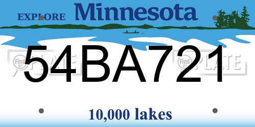 54BA721 Minnesota License Plate