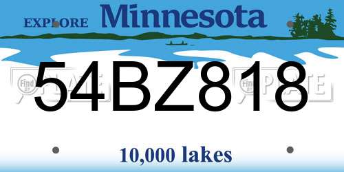 54BZ818 Minnesota License Plate