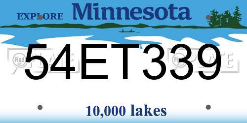 54ET339 Minnesota License Plate