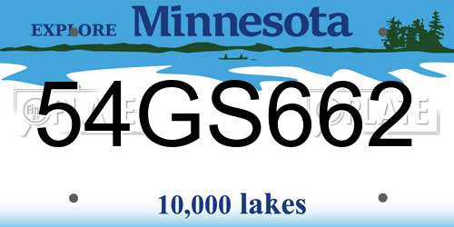 54GS662 Minnesota License Plate