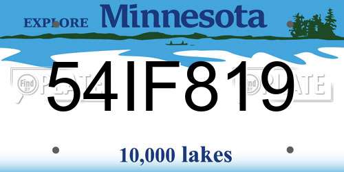 54IF819 Minnesota License Plate