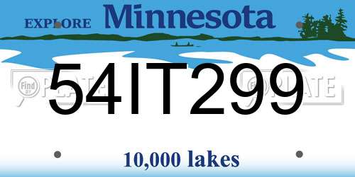 54IT299 Minnesota License Plate