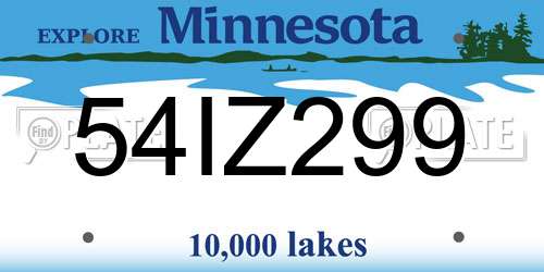 54IZ299 Minnesota License Plate