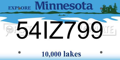 54IZ799 Minnesota License Plate