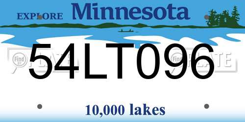 54LT096 Minnesota License Plate