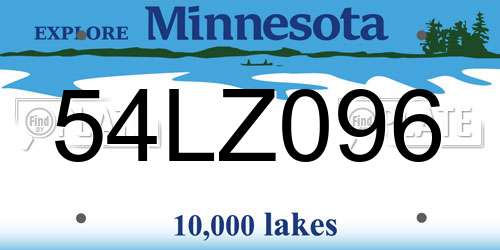 54LZ096 Minnesota License Plate