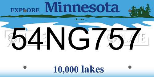 54NG757 Minnesota License Plate