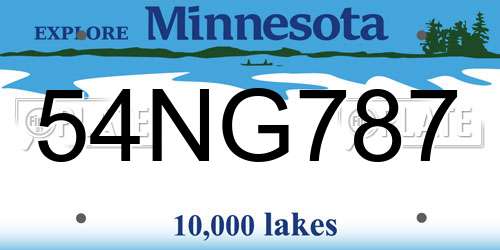54NG787 Minnesota License Plate
