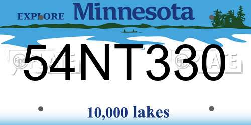 54NT330 Minnesota License Plate