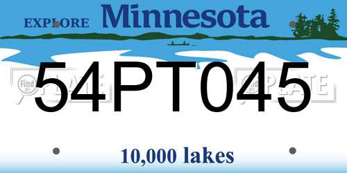 54PT045 Minnesota License Plate