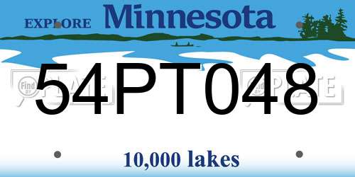54PT048 Minnesota License Plate