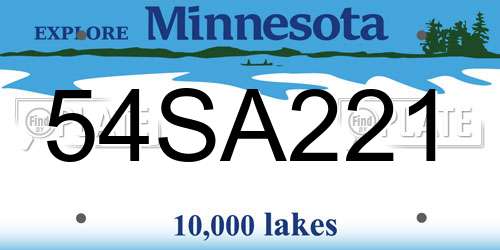 54SA221 Minnesota License Plate