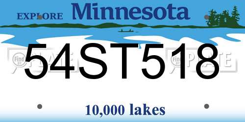 54ST518 Minnesota License Plate