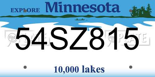 54SZ815 Minnesota License Plate