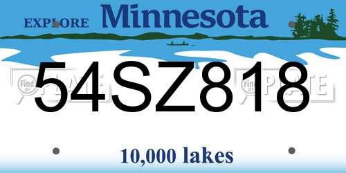 54SZ818 Minnesota License Plate