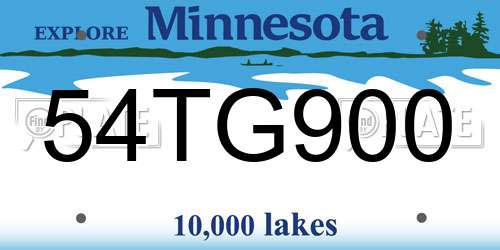 54TG900 Minnesota License Plate