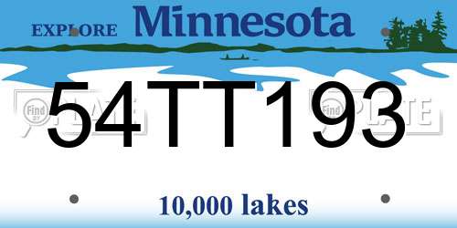 54TT193 Minnesota License Plate