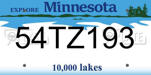 54TZ193 Minnesota License Plate