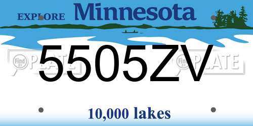 5505ZV Minnesota License Plate
