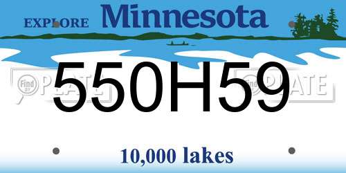 550H59 Minnesota License Plate