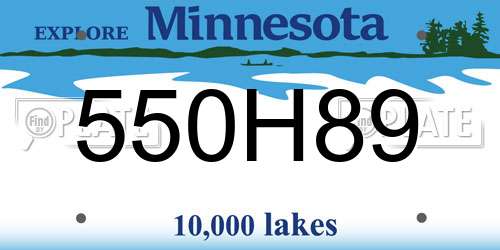 550H89 Minnesota License Plate