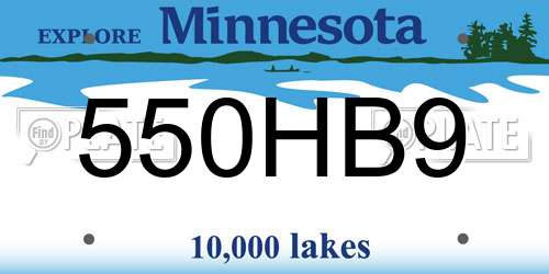 550HB9 Minnesota License Plate