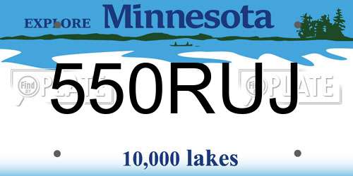 550RUJ Minnesota License Plate